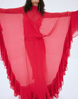 SOCORRO MAXI DRESS IN RUBY RED POLY CHIFFON - De La Vali