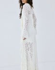 CLEMENTINA MAXI DRESS IN IVORY NYLON LACE - De La Vali