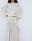 AGAPITO SKIRT IN CREAM POLY CHIFFON - De La Vali