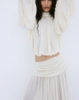 AGAPITO SKIRT IN CREAM POLY CHIFFON - De La Vali