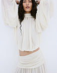 AGAPITO SKIRT IN CREAM POLY CHIFFON - De La Vali