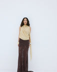 PASION SKIRT IN BROWN NYLON LACE - De La Vali