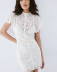 LAIA MINI DRESS IN IVORY NYLON LACE - De La Vali