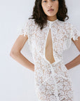 LAIA MINI DRESS IN IVORY NYLON LACE - De La Vali
