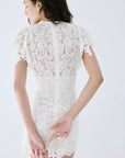 LAIA MINI DRESS IN IVORY NYLON LACE - De La Vali