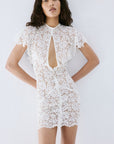 LAIA MINI DRESS IN IVORY NYLON LACE - De La Vali
