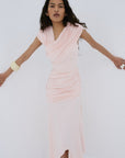 HELA MIDI DRESS IN BABY PINK SPANDEX JERSEY - De La Vali
