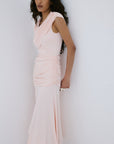 HELA MIDI DRESS IN BABY PINK SPANDEX JERSEY - De La Vali