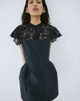 CATALINA MINI DRESS IN BLACK TWILL - De La Vali