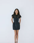 CATALINA MINI DRESS IN BLACK TWILL - De La Vali