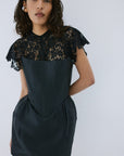 CATALINA MINI DRESS IN BLACK TWILL - De La Vali