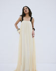 CARMELA MAXI DRESS IN CREAM VISCOSE GEORGETTE - De La Vali