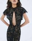 LAIA MINI DRESS IN BLACK NYLON LACE - De La Vali