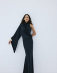 MIREYA MAXI DRESS IN BLACK SPANDEX JERSEY - De La Vali