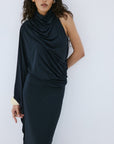 MIREYA MAXI DRESS IN BLACK SPANDEX JERSEY - De La Vali