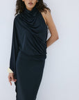 MIREYA MAXI DRESS IN BLACK SPANDEX JERSEY - De La Vali