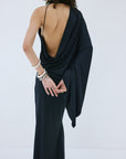 MIREYA MAXI DRESS IN BLACK SPANDEX JERSEY - De La Vali
