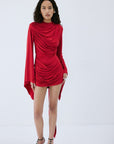 PERISA MINI DRESS IN RUBY RED SPANDEX JERSEY - De La Vali