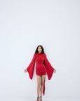 PERISA MINI DRESS IN RUBY RED SPANDEX JERSEY - De La Vali