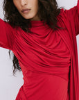 PERISA MAXI DRESS IN RUBY RED SPANDEX JERSEY - De La Vali