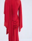 PERISA MAXI DRESS IN RUBY RED SPANDEX JERSEY - De La Vali