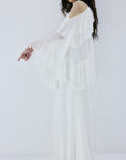 ETEREO MAXI DRESS IN IVORY VISCOSE GEORGETTE AND LACE - De La Vali