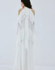 ETEREO MAXI DRESS IN IVORY VISCOSE GEORGETTE AND LACE - De La Vali