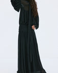 SOLANA MAXI DRESS IN BLACK POLY CHIFFON - De La Vali