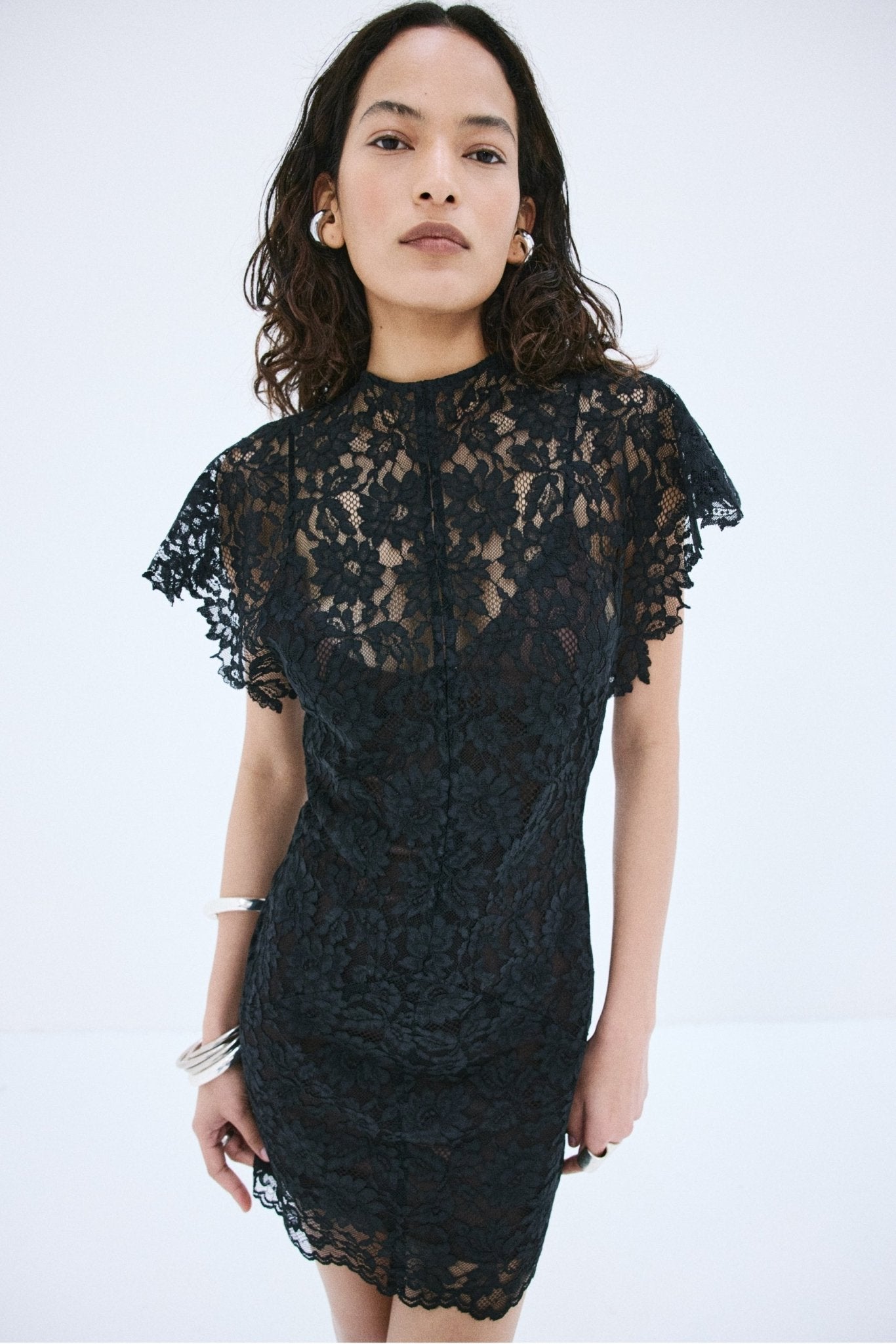CATALINA MINI DRESS IN BLACK TWILL - De La Vali