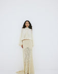 PASION SKIRT IN ANTIQUE YELLOW NYLON LACE - De La Vali