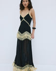 ESTELA MAXI DRESS IN BLACK VISCOSE GEORGETTE - De La Vali