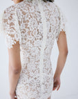 LAIA MINI DRESS IN IVORY NYLON LACE - De La Vali