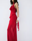 DIOSA SKIRT IN RUBY RED VISCOSE GEORGETTE - De La Vali
