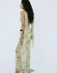DIOSA SKIRT IN ROSA PALO GREEN VISCOSE GEORGETTE - De La Vali