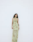 DIOSA SKIRT IN ROSA PALO GREEN VISCOSE GEORGETTE - De La Vali