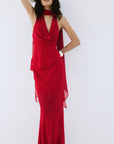 DIOSA SKIRT IN RUBY RED VISCOSE GEORGETTE - De La Vali