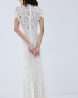 LAIA MAXI DRESS IN IVORY NYLON LACE - De La Vali