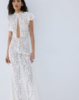 LAIA MAXI DRESS IN IVORY NYLON LACE - De La Vali