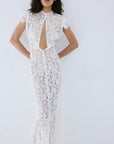 LAIA MAXI DRESS IN IVORY NYLON LACE - De La Vali