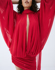 MAITE MINI DRESS IN RUBY RED CHIFFON - De La Vali