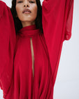 MAITE MINI DRESS IN RUBY RED CHIFFON - De La Vali