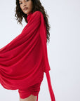 MAITE MINI DRESS IN RUBY RED CHIFFON - De La Vali