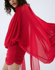 MAITE MINI DRESS IN RUBY RED CHIFFON - De La Vali