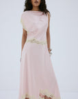 ADRIANA MIDI DRESS IN PINK DOUBLE SATIN - De La Vali