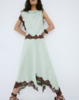 ADRIANA MIDI DRESS IN MINT GREEN DOUBLE SATIN - De La Vali