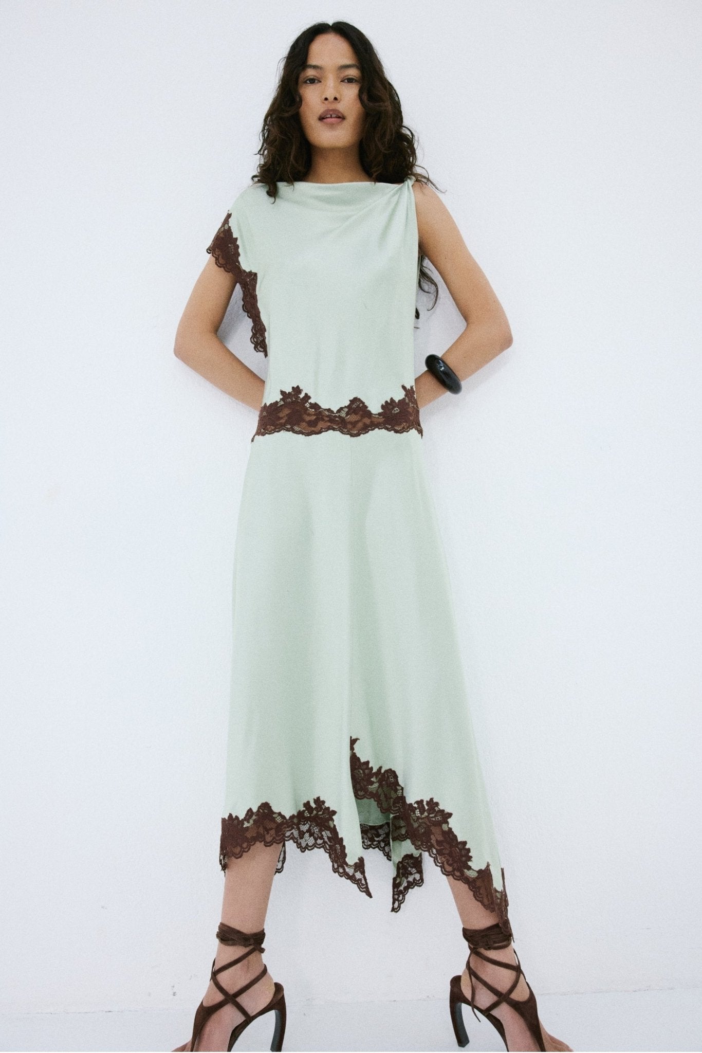de la vali gracia striped silk-chiffon midi dress De La Vali Gracia Striped Silk-Chiffon Midi Dress in Natural