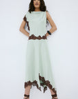 ADRIANA MIDI DRESS IN MINT GREEN DOUBLE SATIN - De La Vali