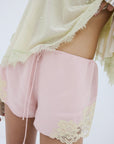 ELIA SHORTS IN PINK CREPE DE CHINE - De La Vali