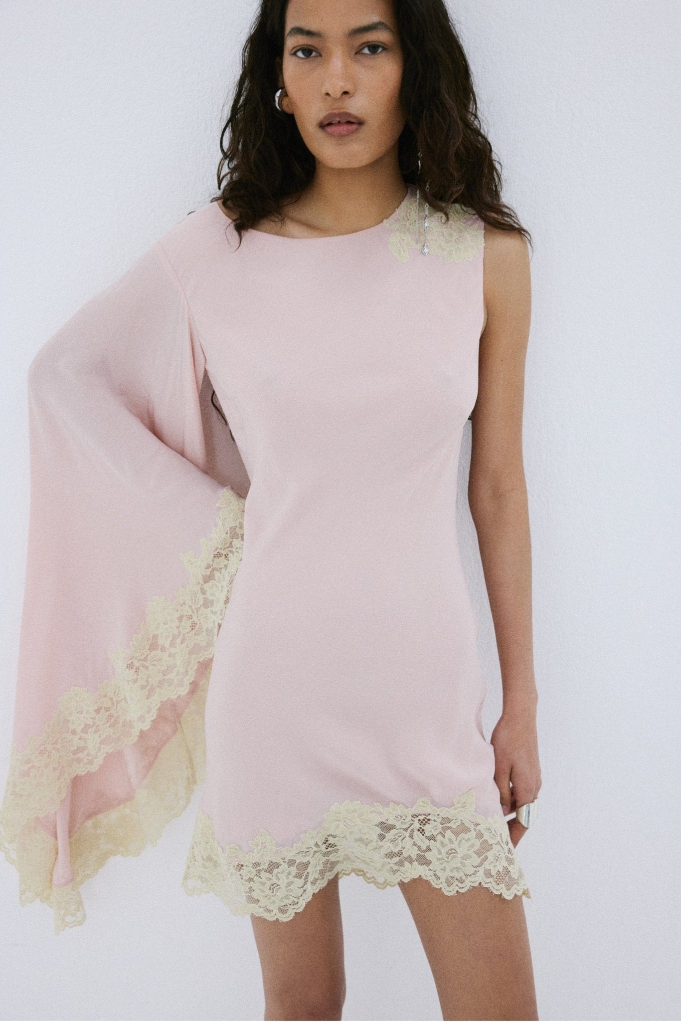 VETA MINI DRESS IN PINK CREPE DE CHINE - De La Vali