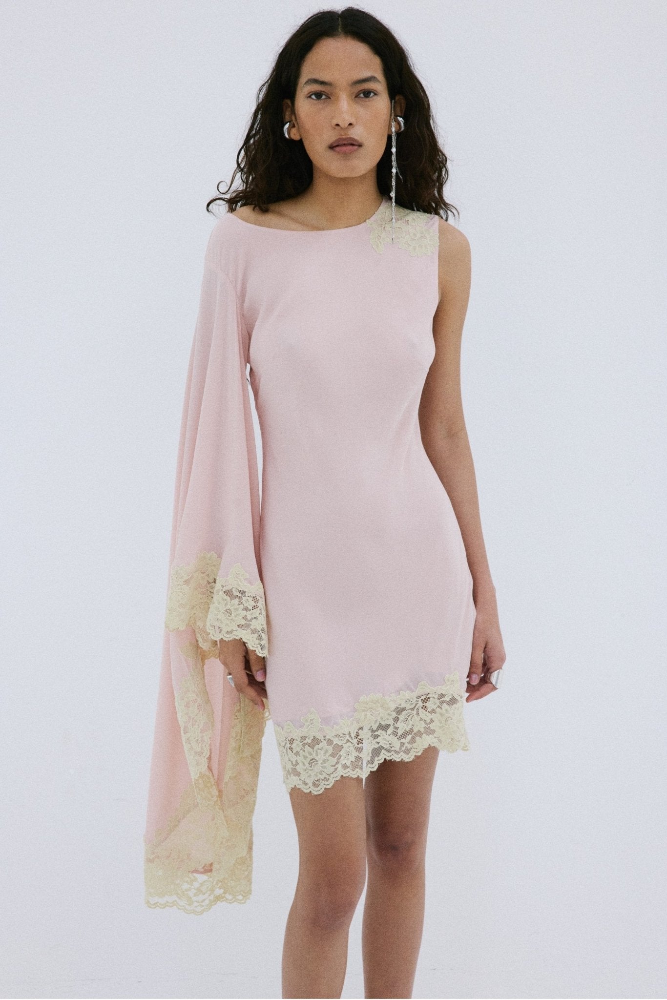 VETA MINI DRESS IN PINK CREPE DE CHINE - De La Vali